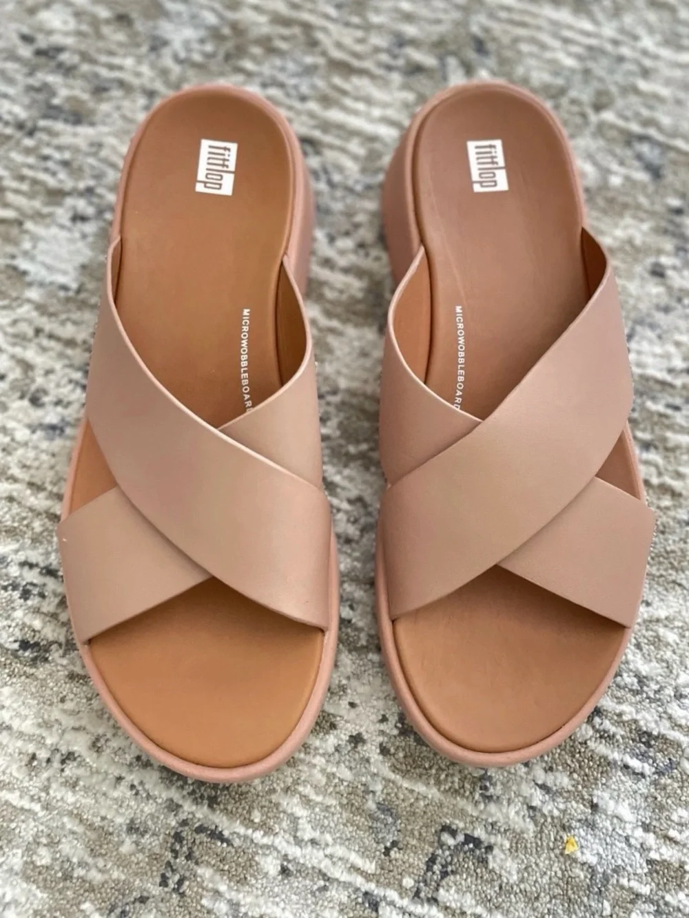 Fitflop Blush Nude Crossover Slide Sandals